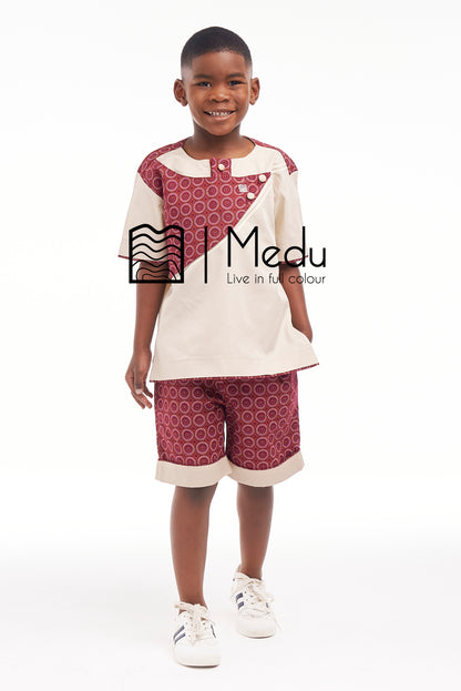 Kiddies Thabiso Shirt And Shorts Set Maroon