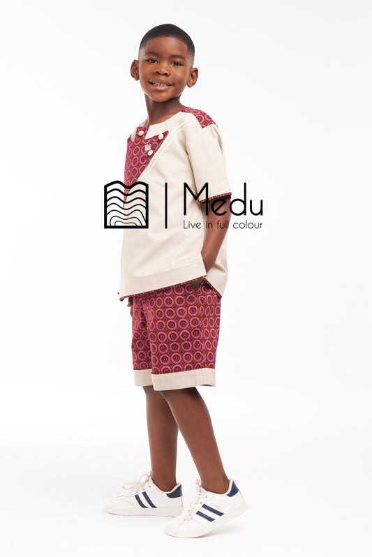Kiddies Thabiso Shirt And Shorts Set Maroon