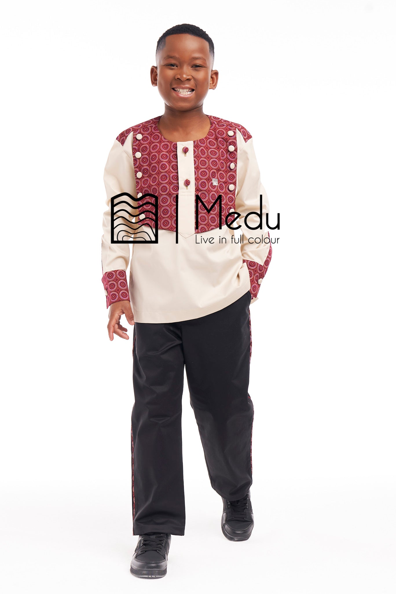 Kiddies Lehumo Shirt And Trousers Set Maroon