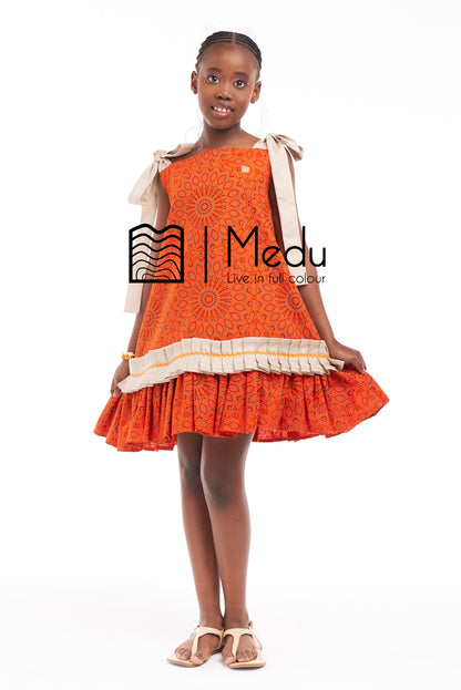 Kiddies Lethabo Yoke Dress Orange