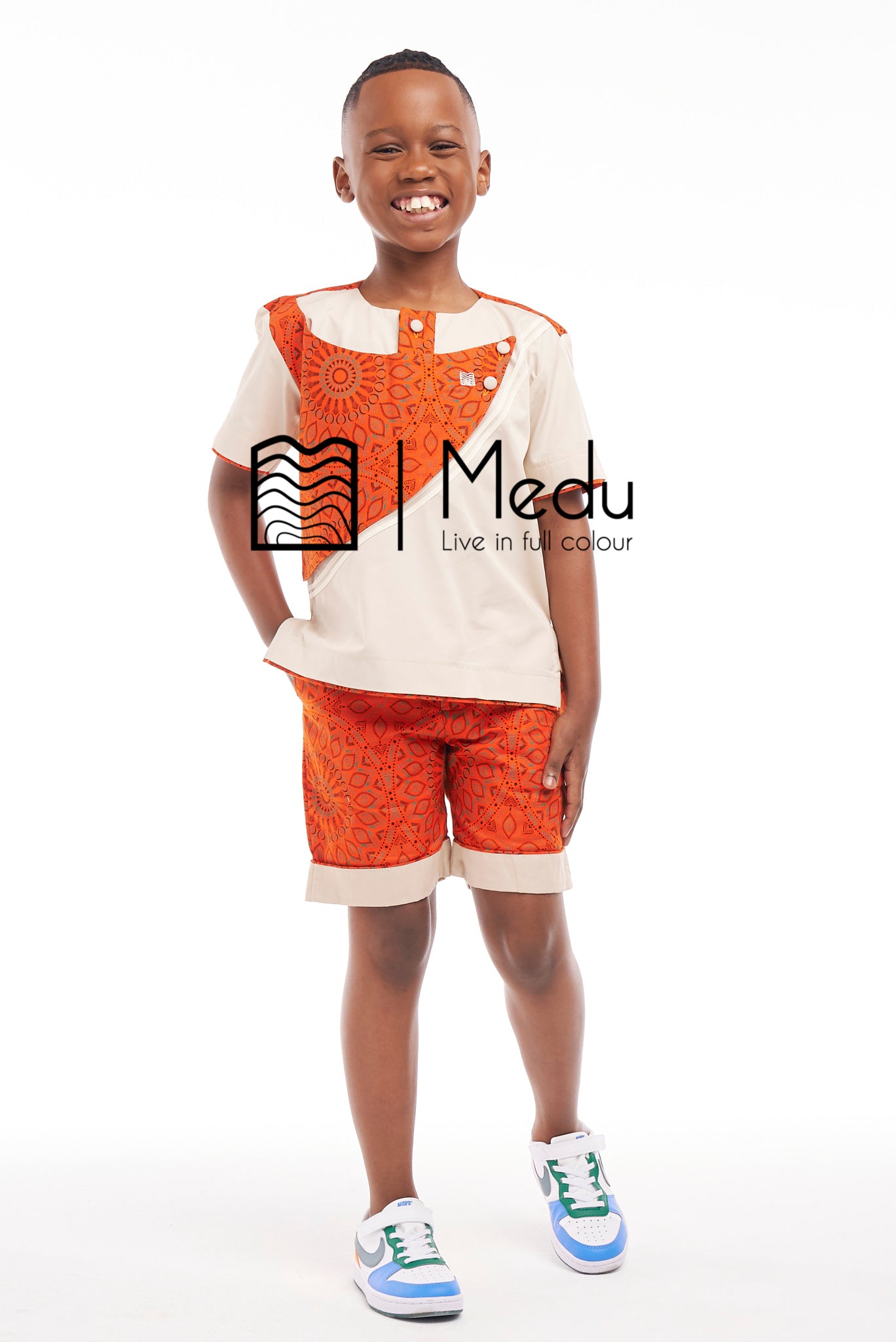 Kiddies Thabiso Shirt And Shorts Set Orange