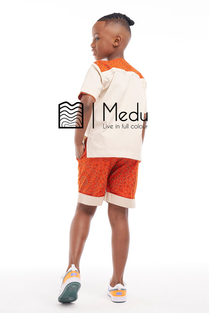 Kiddies Thabiso Shirt And Shorts Set Orange