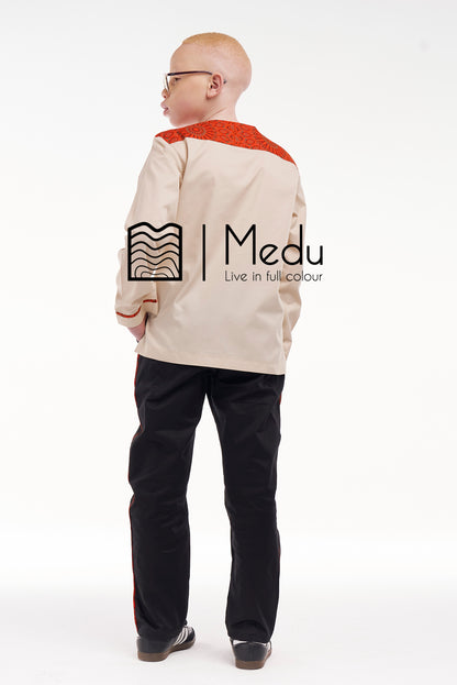Kiddies Lehumo Shirt And Trousers Set Orange