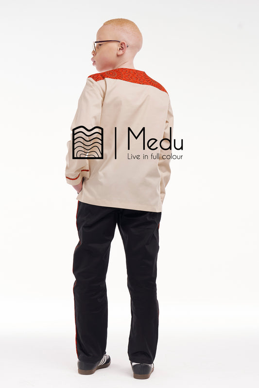 Kiddies Lehumo Shirt And Trousers Set Orange