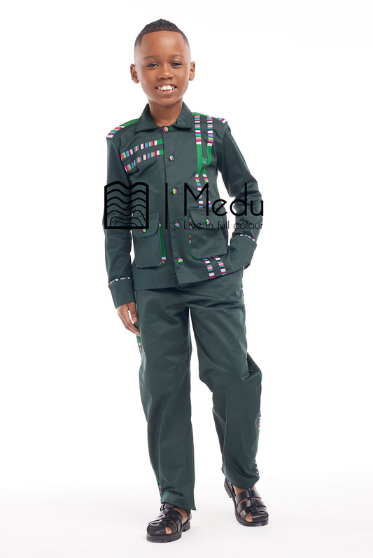Kiddies Mashudu Shirt And Trousers Set Green