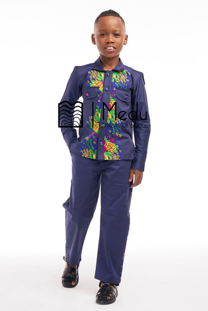 Kiddies Fumani Shirt And Trousers Set Royal Blue