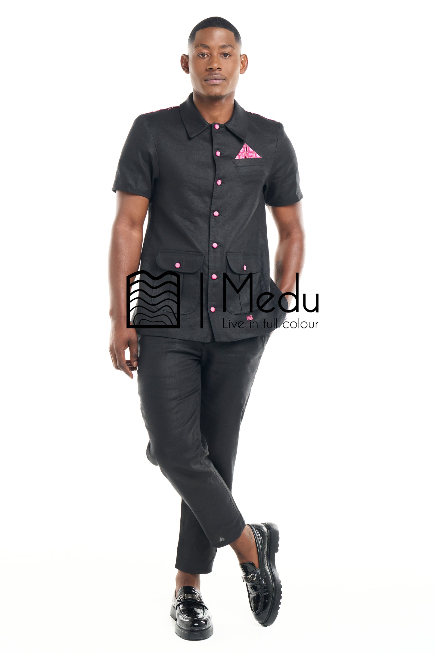 Peba Bespoke Linen Tailored Set Medu Pink