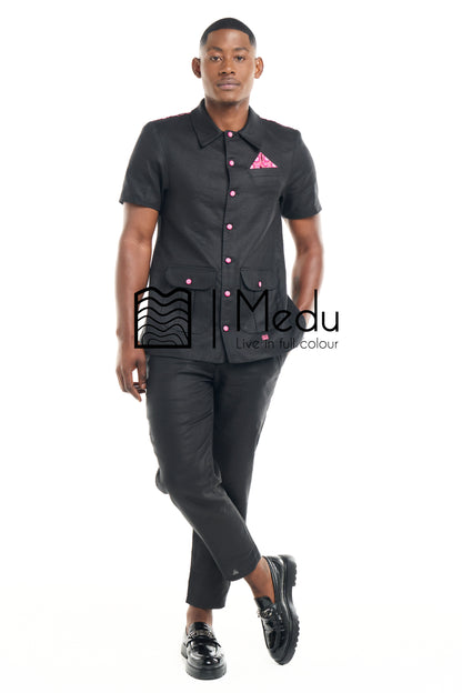 Peba Bespoke Linen Tailored Set Medu Pink