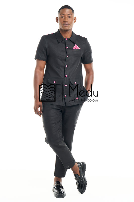 Peba Bespoke Linen Tailored Set Medu Pink
