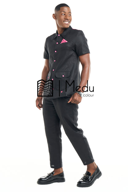 Peba Bespoke Linen Tailored Set Medu Pink