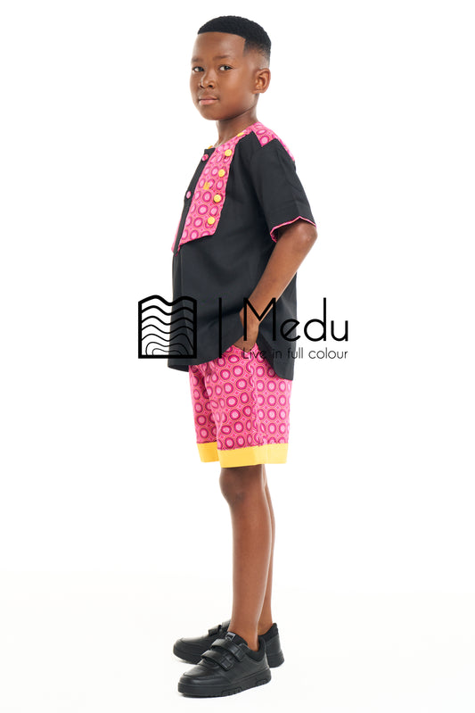 Kiddies Thabiso Shirt And Shorts Set Medu Pink