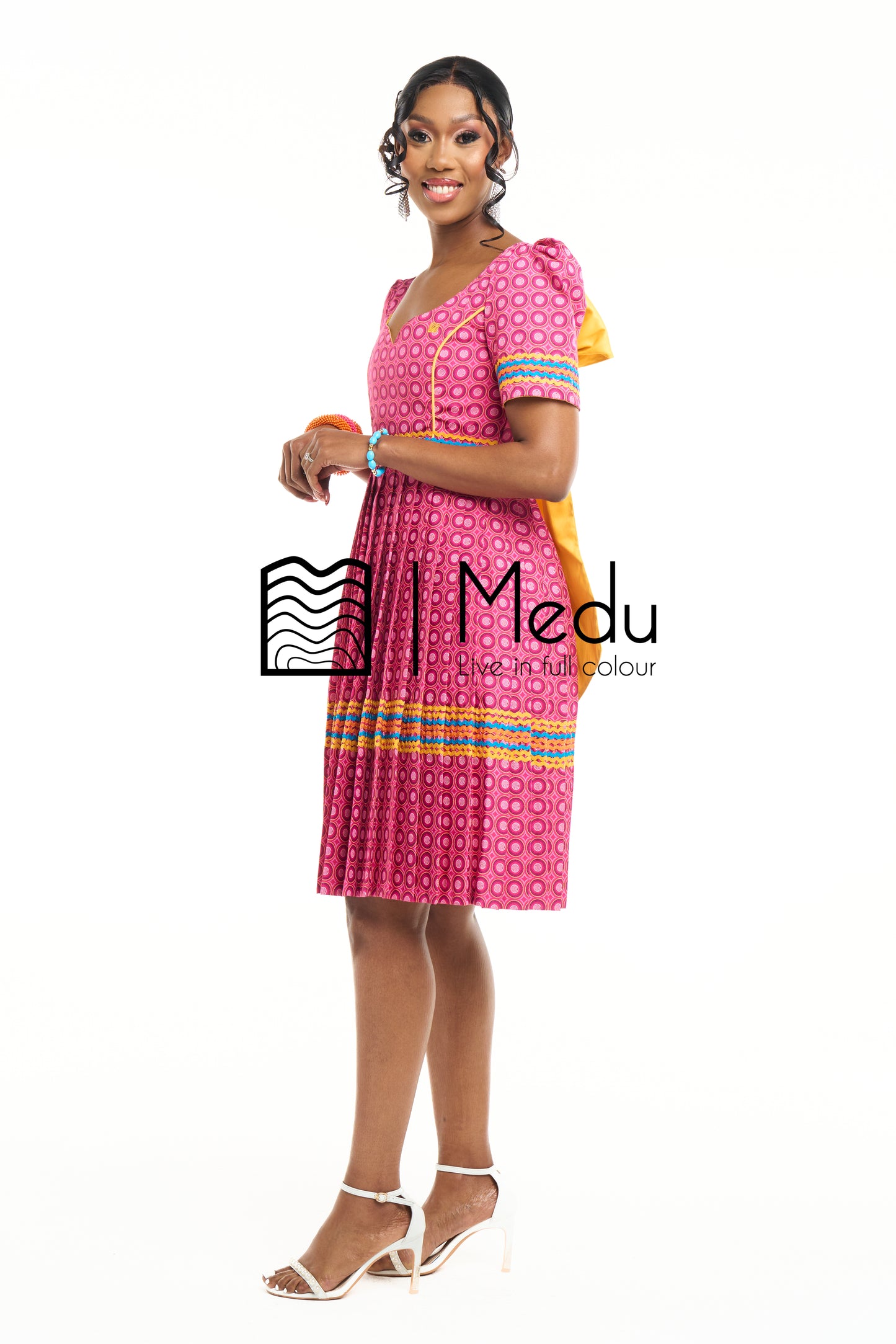 Mmashela Giant Bow Midi Dress Medu Pink