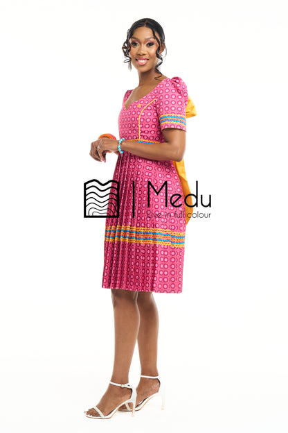 Mmashela Giant Bow Midi Dress Medu Pink