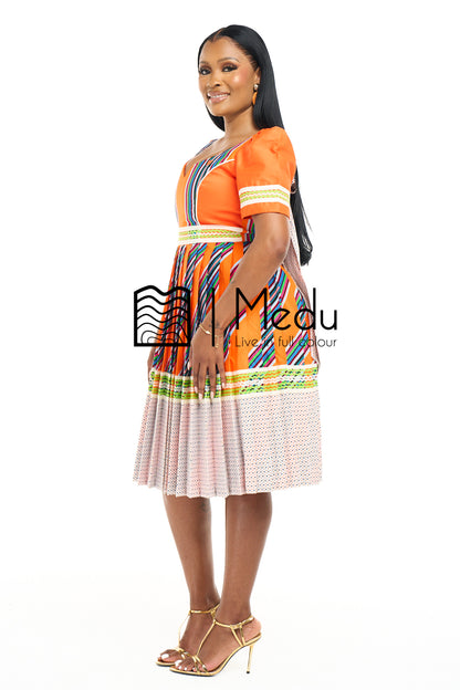 Mufunwa Giant Bow Midi Dress Orange