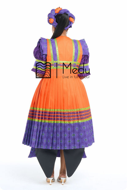 Modipadi Luxe Dress Set in Purple and Orange