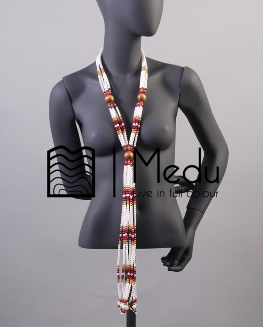 Sepedi Tie Beads Maroon and Cream