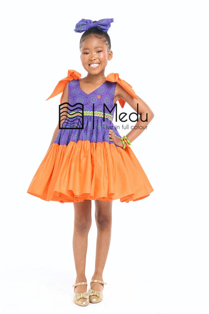 Kiddies Khumo Princess Dress Purple with Orange
