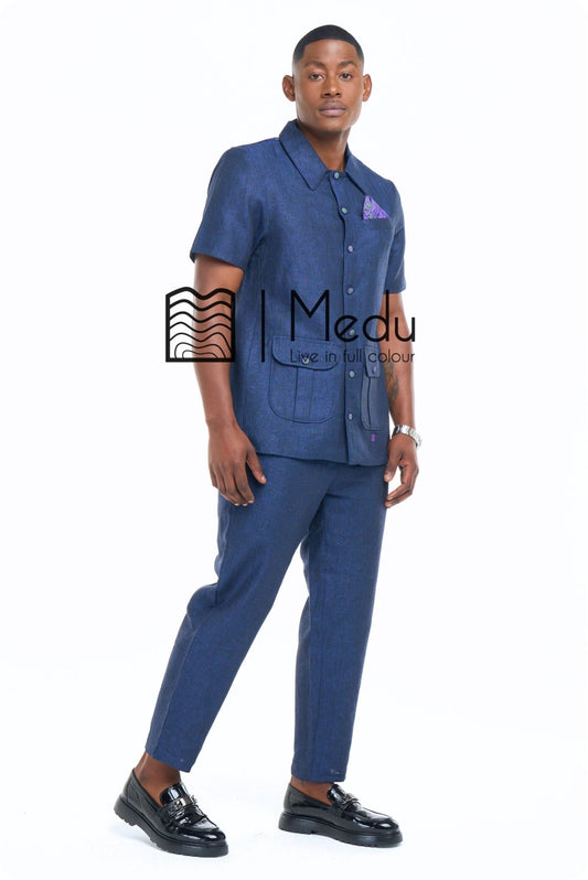 Peba Linen Tailored Trousers Navy