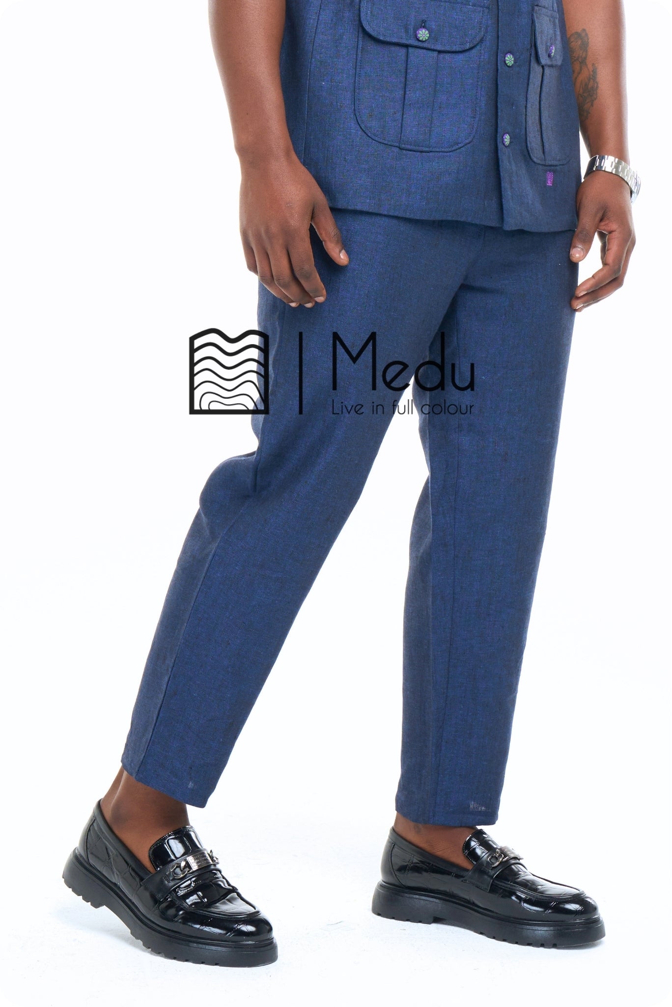 Peba Linen Tailored Trousers Navy