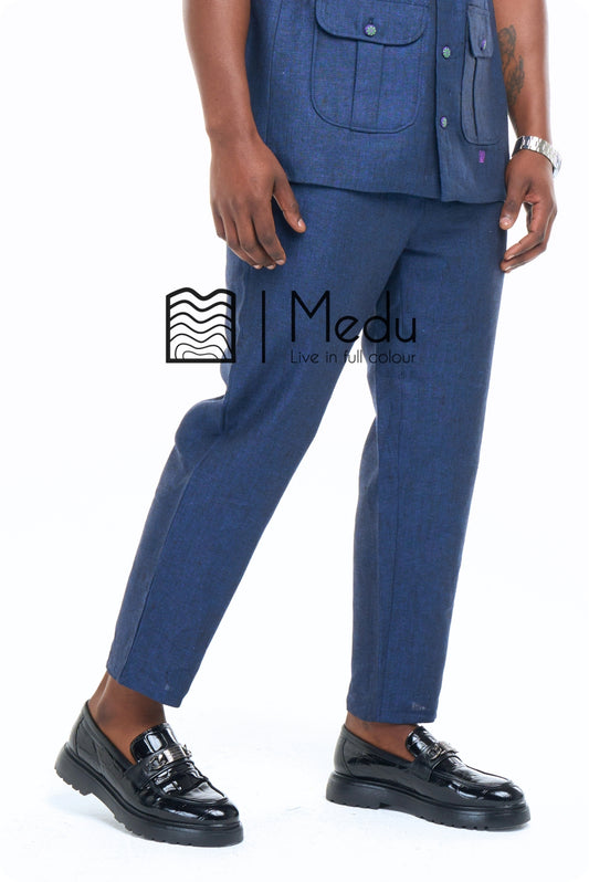 Peba Linen Tailored Trousers Navy