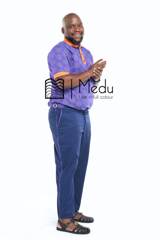 Lesiba Chino Trousers Navy with Purple