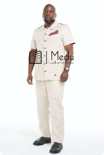 Peba Bespoke Linen Tailored Set Beige