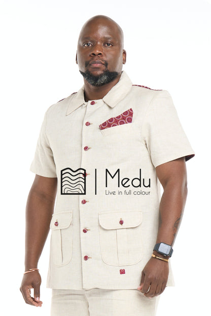 Peba Linen Tailored Overshirt Beige