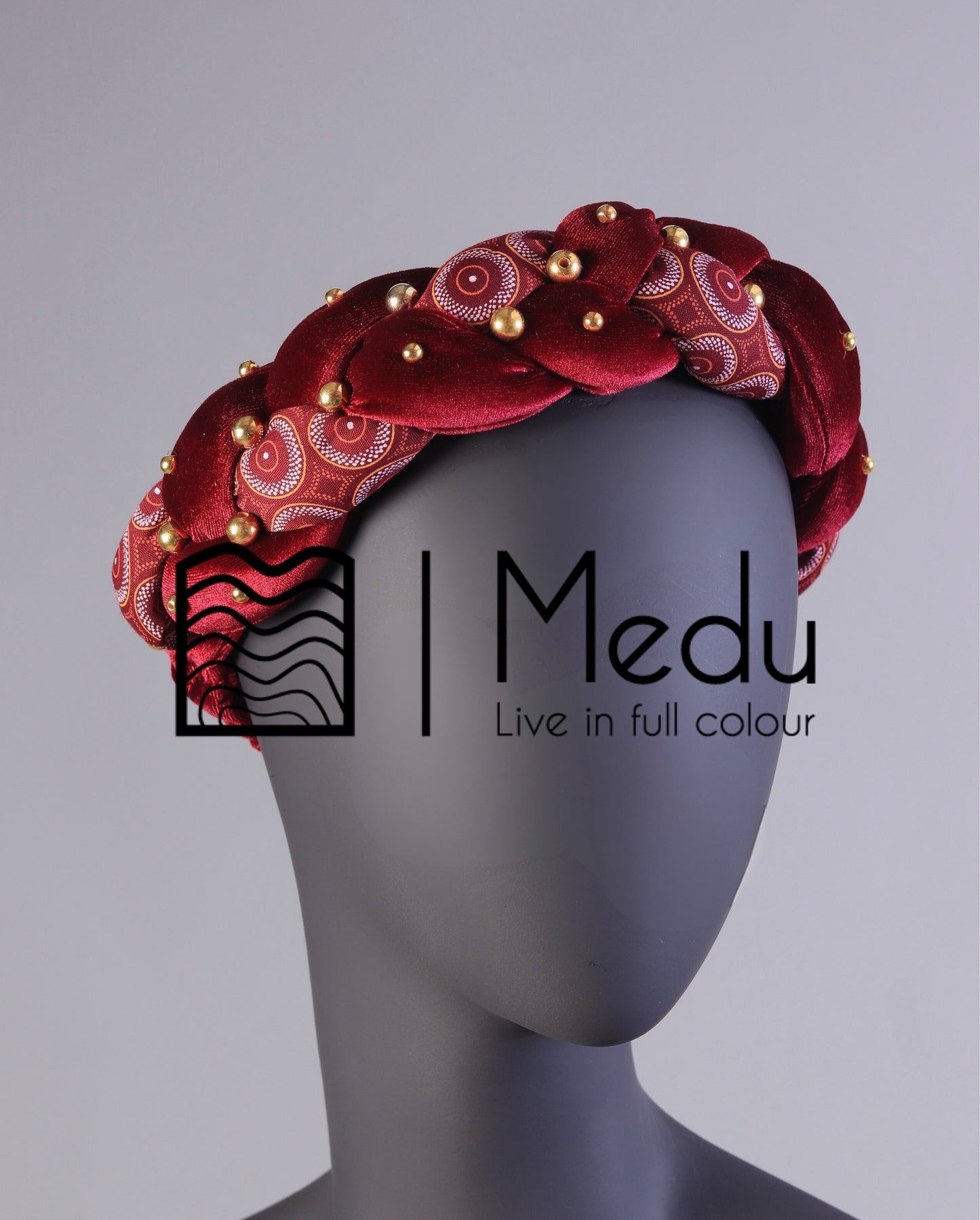 Braided Hairband Maroon