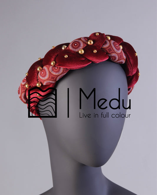 Braided Hairband Maroon