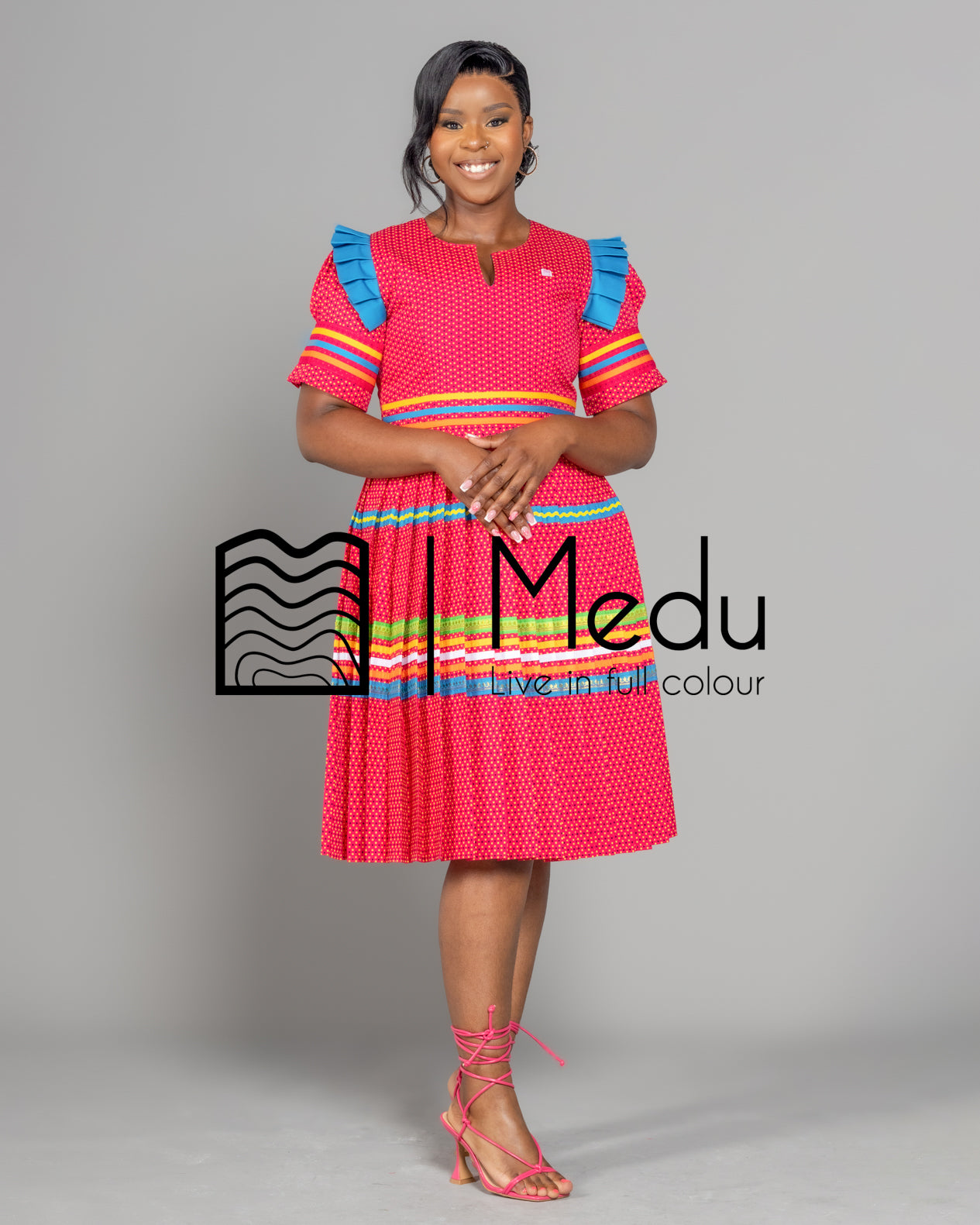 Manoko Pleated Dress in Pink