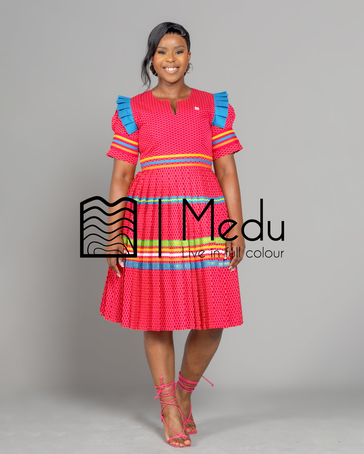 Manoko Pleated Dress in Pink