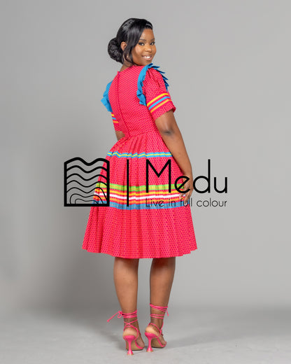 Manoko Pleated Dress in Pink