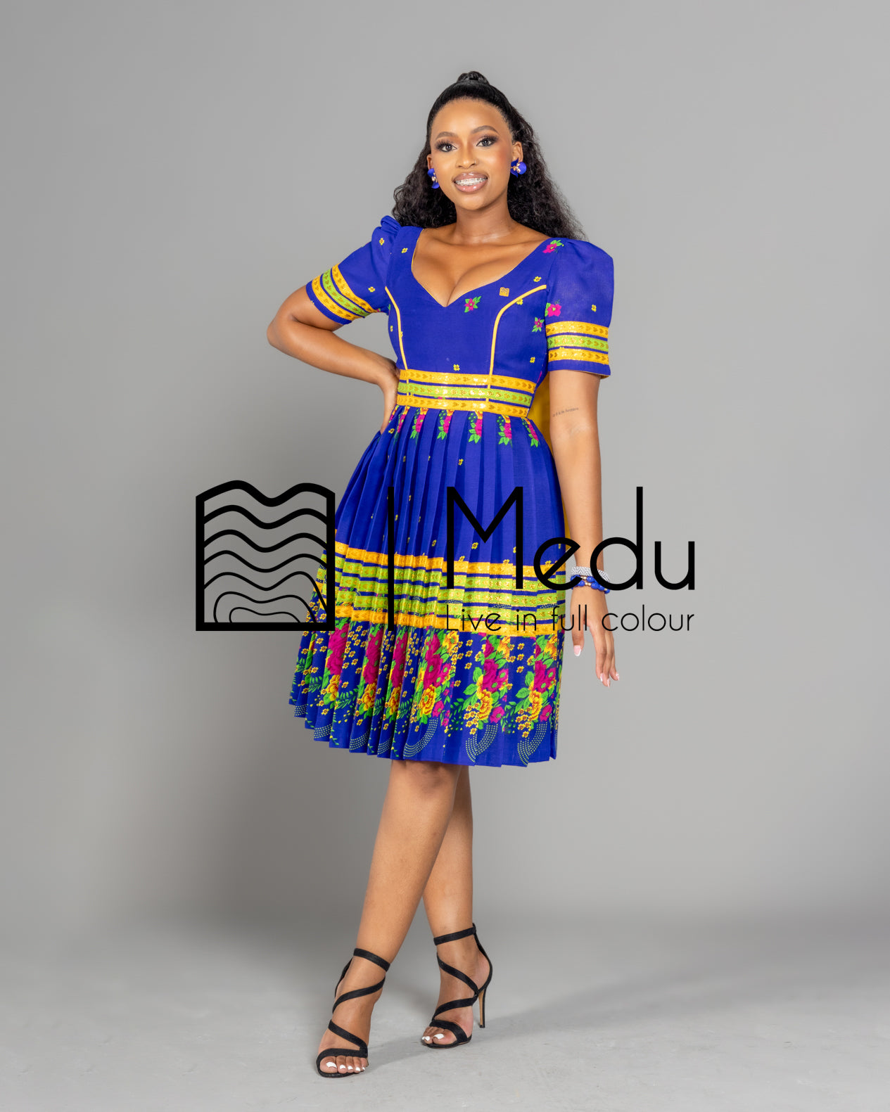 Tsakani Giant Bow Midi Dress Royal Blue