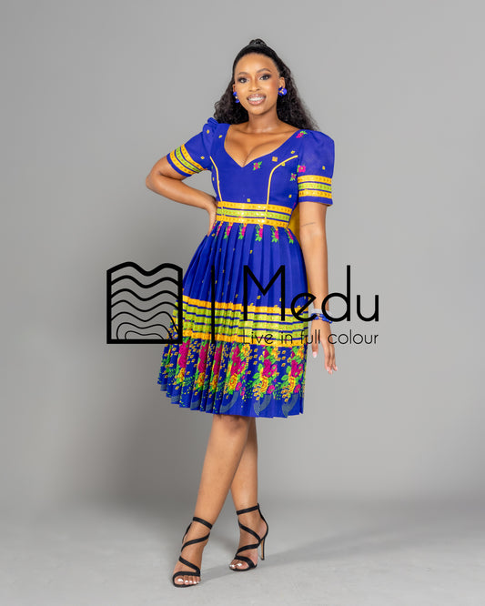 Tsakani Giant Bow Midi Dress Royal Blue