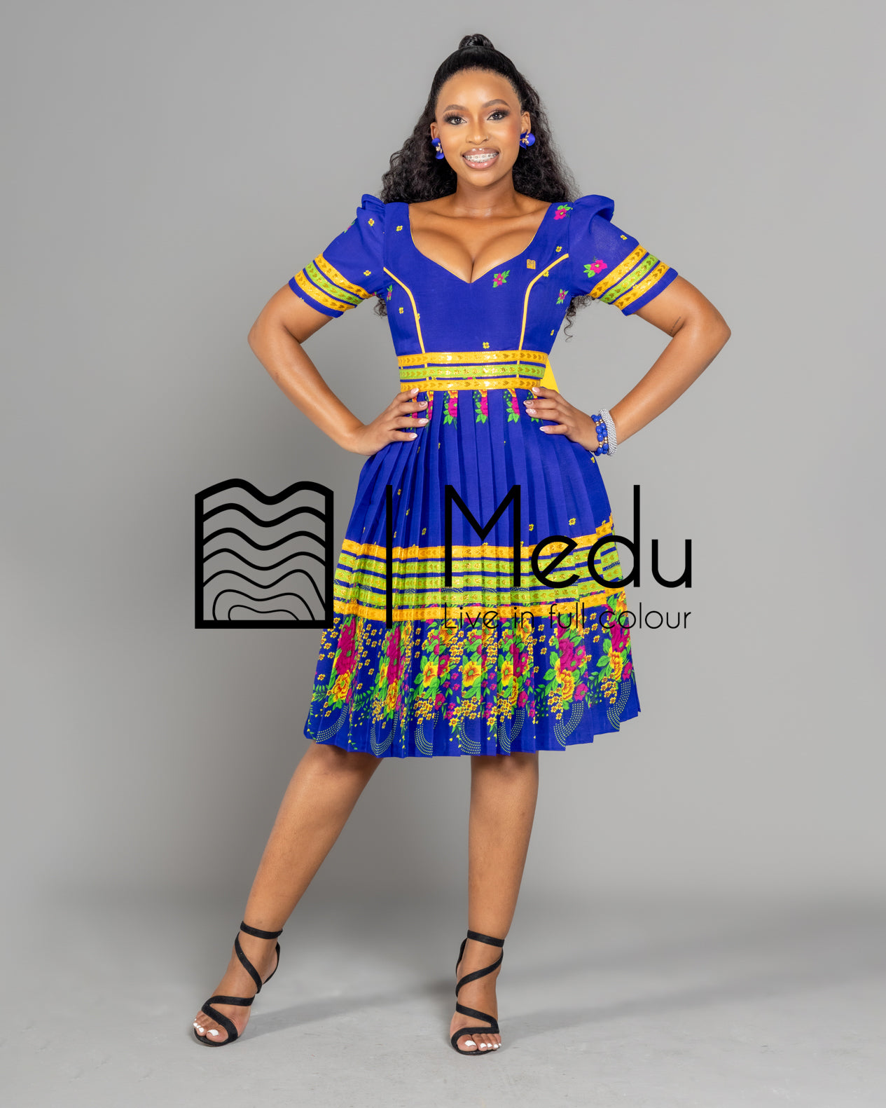 Tsakani Giant Bow Midi Dress Royal Blue