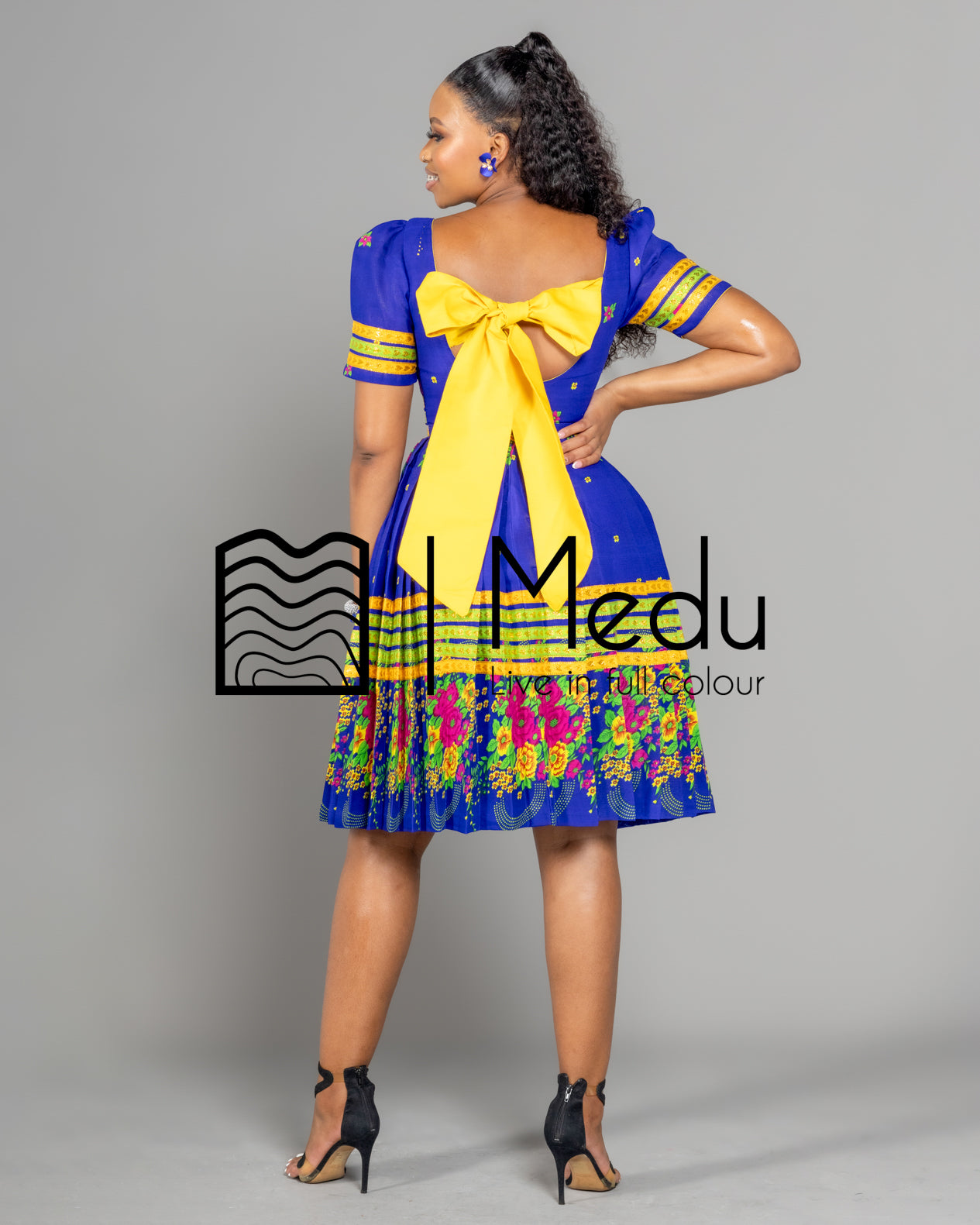 Tsakani Giant Bow Midi Dress Royal Blue