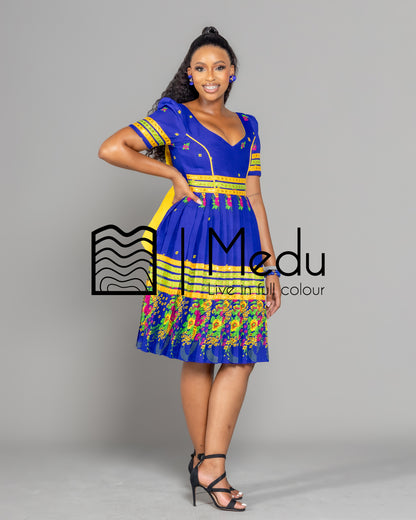 Tsakani Giant Bow Midi Dress Royal Blue