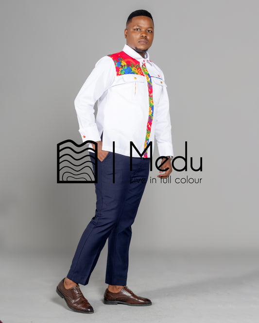 Fumani Shirt White with Ruby Pink