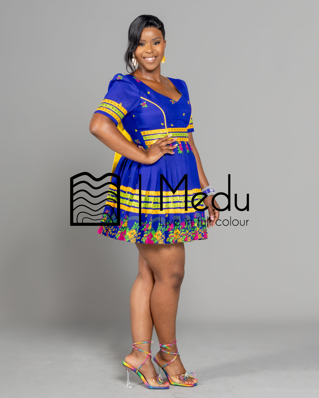 Tsakani Giant Bow Mini Dress Royal Blue