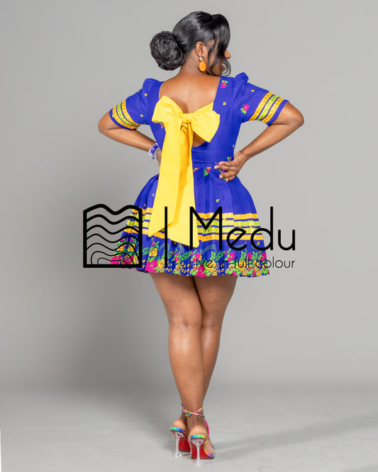 Tsakani Giant Bow Mini Dress Royal Blue