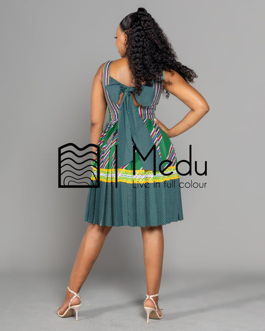 Mufunwa Giant Bow Midi Dress Bottle Green