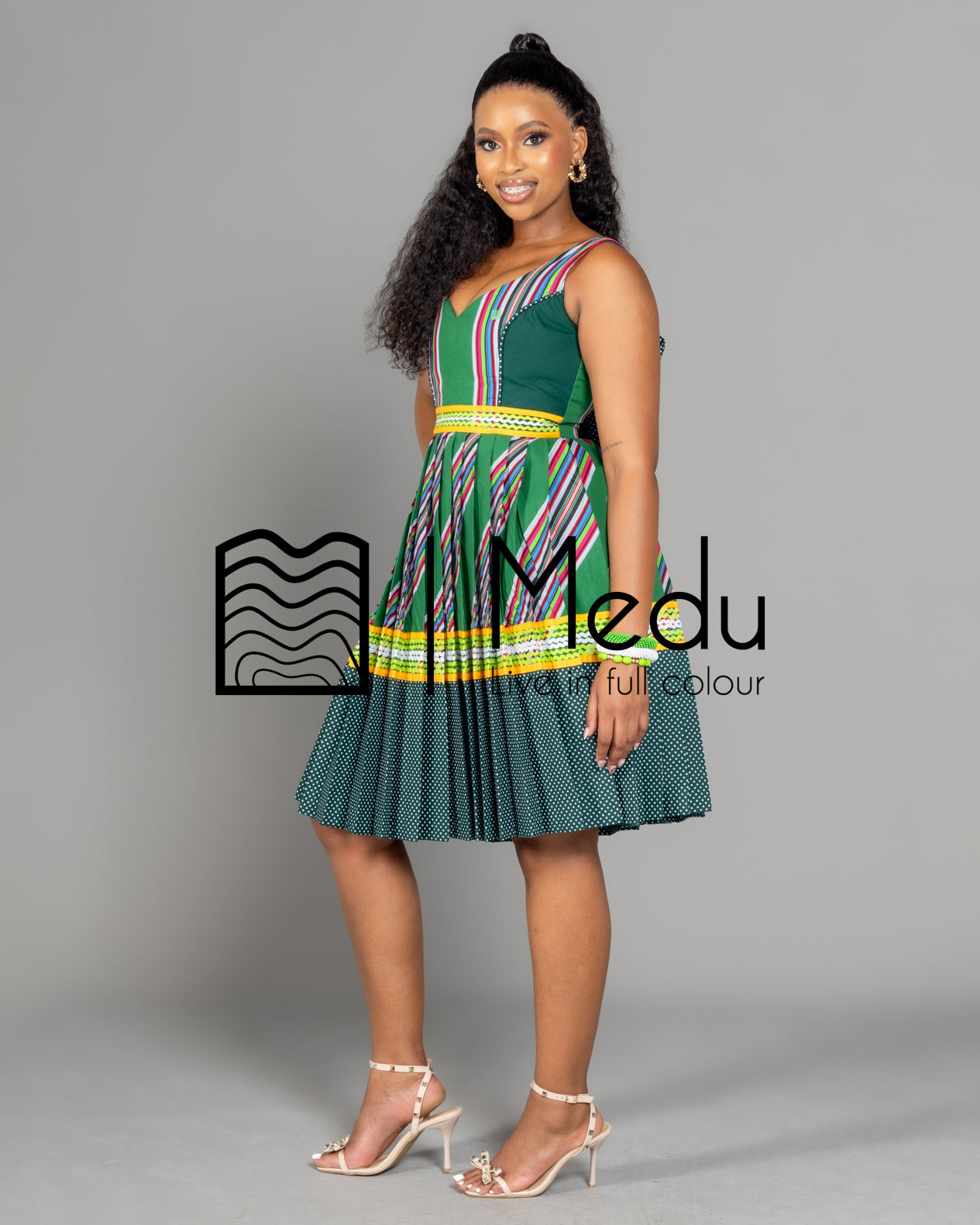 Mufunwa Giant Bow Midi Dress Bottle Green