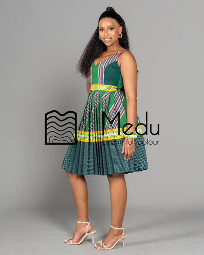 Mufunwa Giant Bow Midi Dress Bottle Green