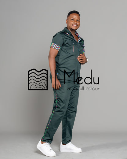 Mashudu Luxe Shirt Green with Venda Trimmings