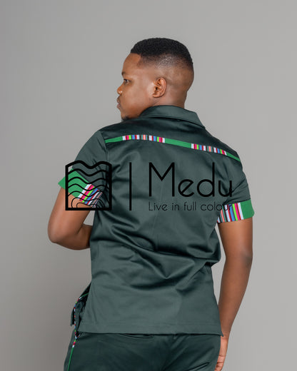 Mashudu Luxe Shirt Green with Venda Trimmings