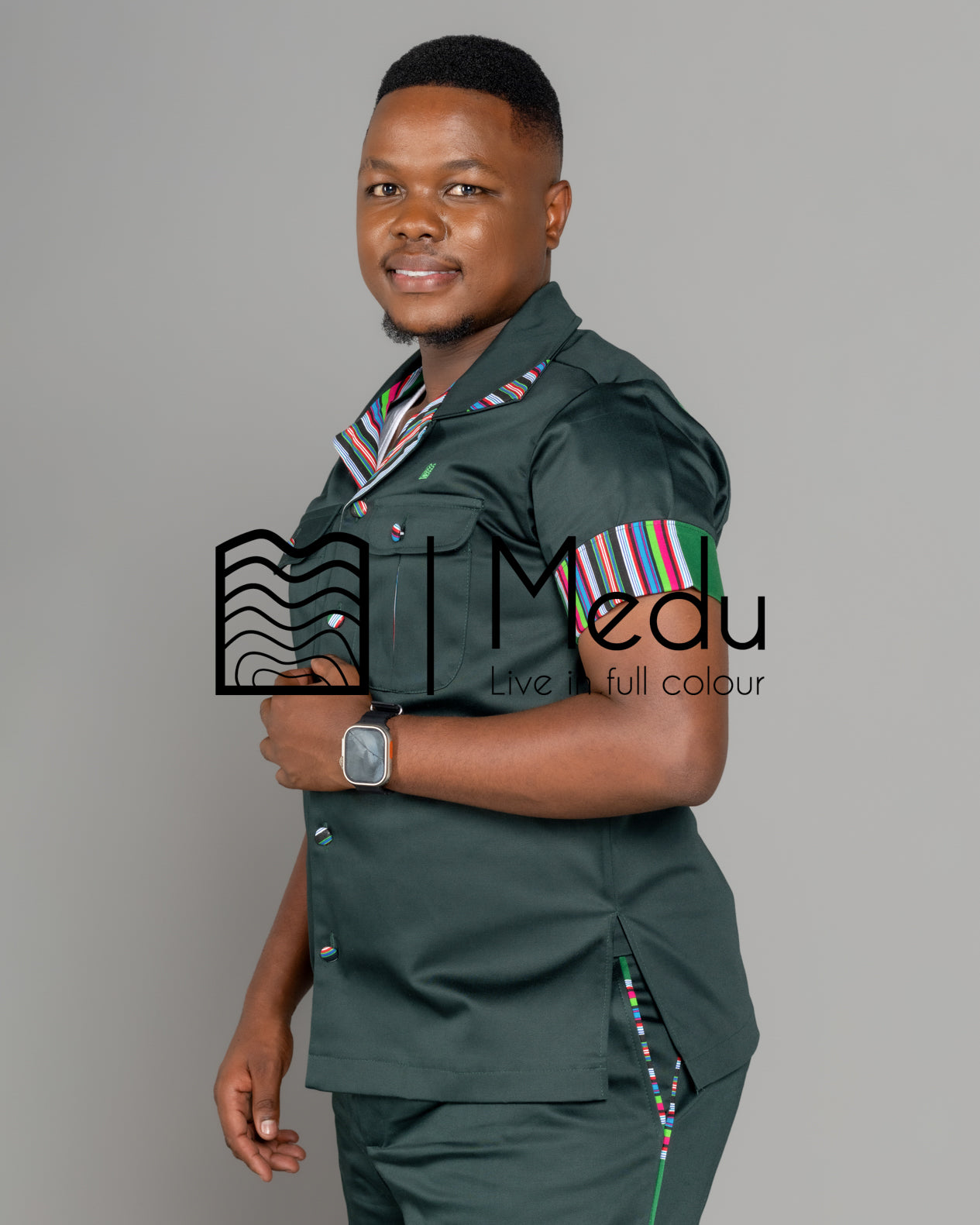 Mashudu Luxe Shirt Green with Venda Trimmings