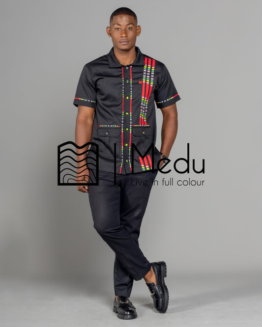 Mashudu Luxe Shirt Black with Red
