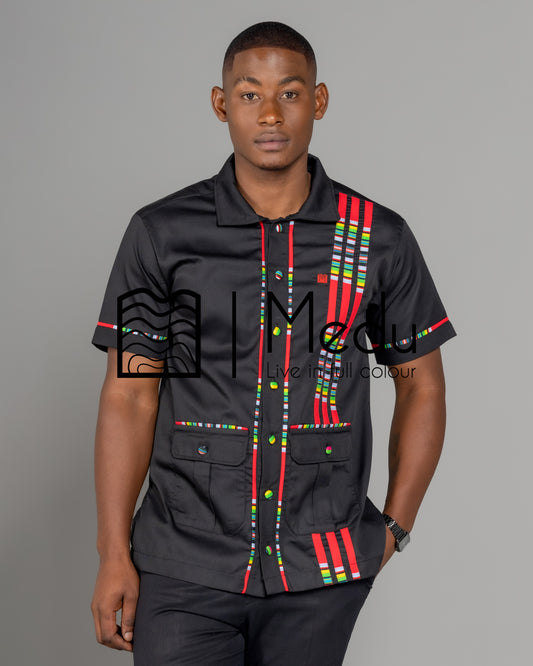 Mashudu Luxe Shirt Black with Red