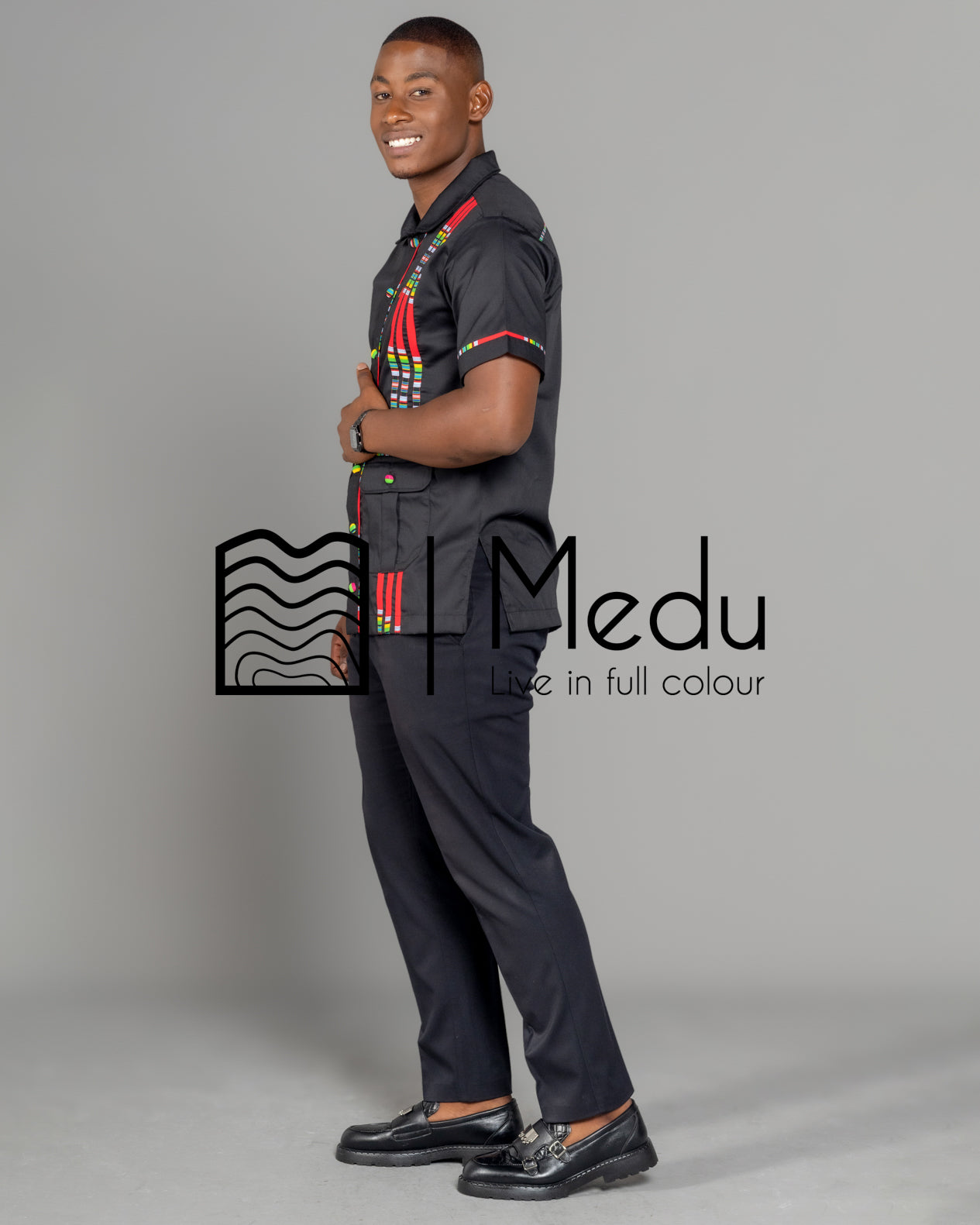 Mashudu Luxe Shirt Black with Red