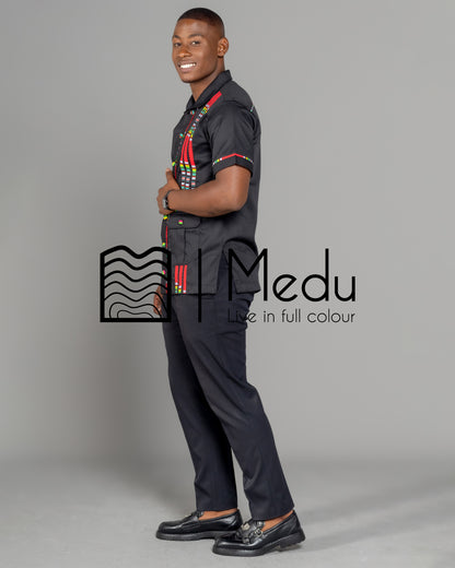 Mashudu Luxe Shirt Black with Red